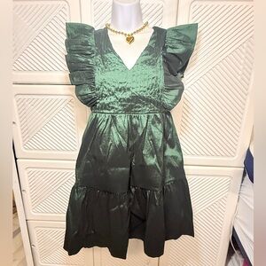 Elegant metalic Green Kids Dress